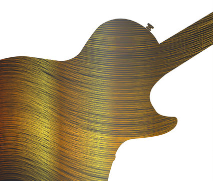 Fine Gold Thread As Guitar Silhouette