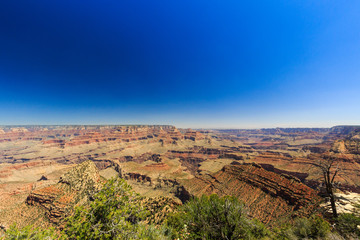 Grand Canyon, south rim,  sunny day with blue sky