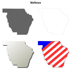 Wallowa County, Oregon outline map set