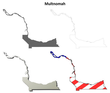 Multnomah County, Oregon Outline Map Set