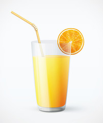 Glass of orange juice with fruit