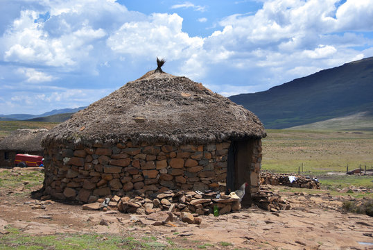 Traditional style of housing in Lesotho is called a rondavel.The rondavel's walls are often constructed from stones.The roof itself is made out of thatch that is sewn to the wooden braces with rope