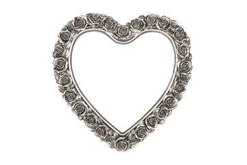 Silver heart picture frame isolated on white with clipping path. - 108078759