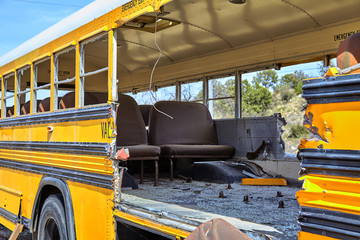 School Bus accident collision damage evacuation