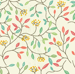 Floral Spring Seamless Pattern. Repeating floral elements background. Vector illustration