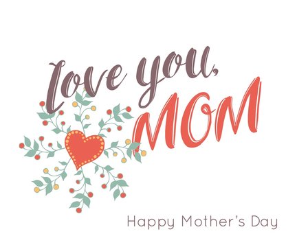 Happy Mothers Day flowers greeting card. Vector illustrator.