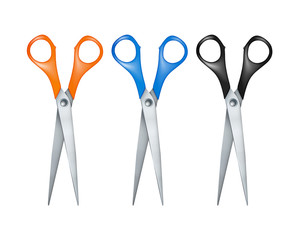 Set of three different color scissors