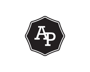AP retro initial monogram letter logo. vintage label typography