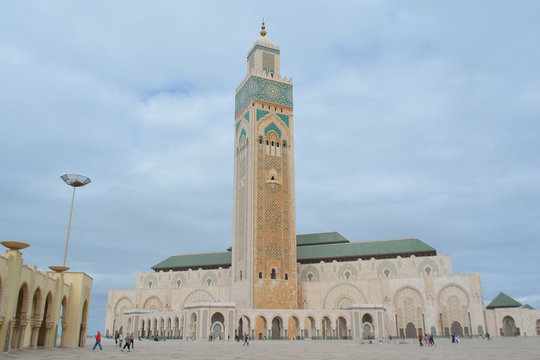 The world tallest minaret of Great Mosque in Casablanca in winter