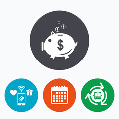 Piggy bank sign icon. Moneybox symbol.