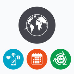 Airplane sign icon. Travel trip symbol.