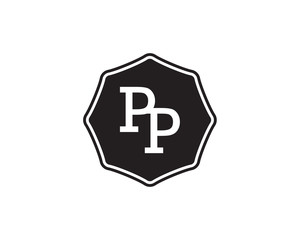 PP retro initial monogram letter logo. vintage label typography.