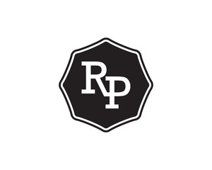 RP retro initial monogram letter logo. vintage label typography.