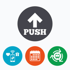 Push sign icon. Press arrow symbol