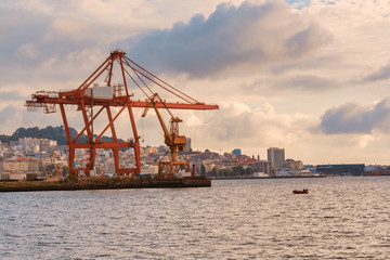 Shipyard cranes at the afternoon