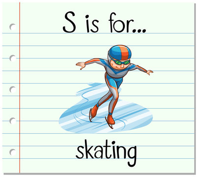 Flashcard letter S is for skating
