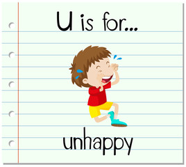 Flashcard letter U is for unhappy