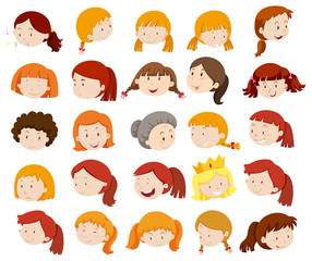 Fototapeta premium Female heads with happy face