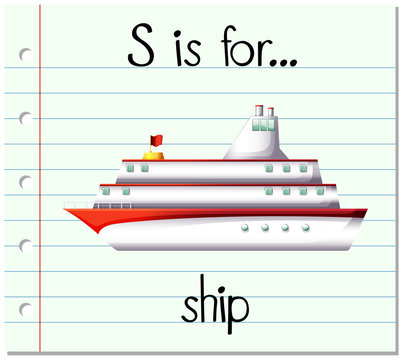 Flashcard letter S is for ship