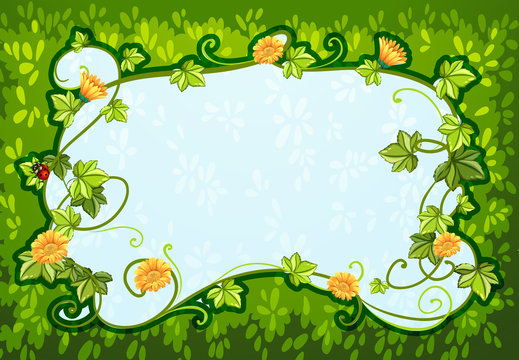 Border design with flowers and bug