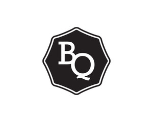 BQ retro initial monogram letter logo. vintage label typography.