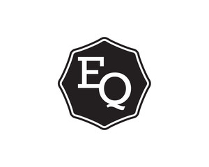 EQ retro initial monogram letter logo. vintage label typography.