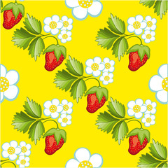 Strawberries seamless hand drawn pattern
