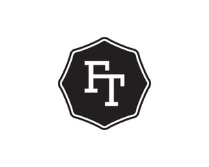 FT retro initial monogram letter logo. vintage label typography.