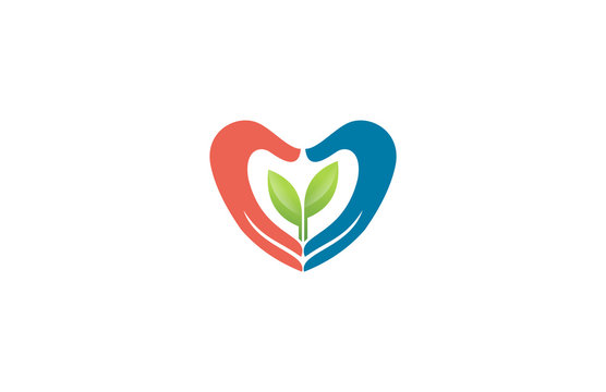love hand leaf eco logo