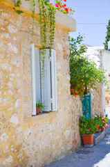 picturesque village streets in Greece on the island of Crete