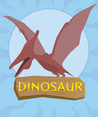 Dinosaur pterosaur silhouette against the sun