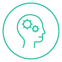 Human head with gear line icon.