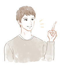 男性　ひらめきのポーズ