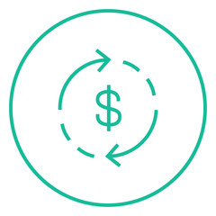 Dollar symbol with arrows line icon.