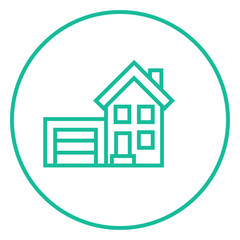House with garage line icon.
