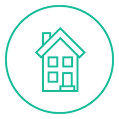 Two storey detached house line icon.