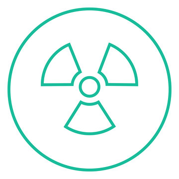 Ionizing radiation sign line icon.