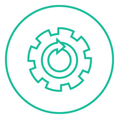 Gear wheel with arrow line icon.