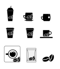 Coffee Icons with White Background