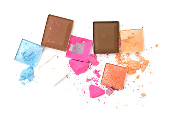 Beautiful bright eye shadows isolated on white