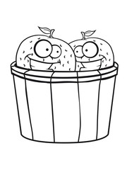 2 oranges comic cartoon face grin funny team buddies party harvest bucket pick bauer