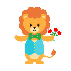 cartoon lion clothing with flower