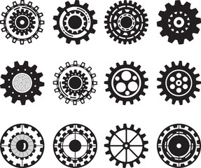 Collection/set of gear wheels isolated on white background.