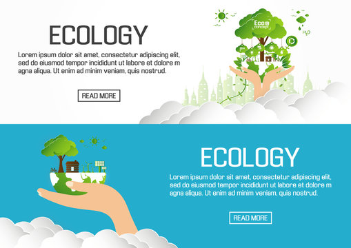 Flat designed banners for ecology. vector