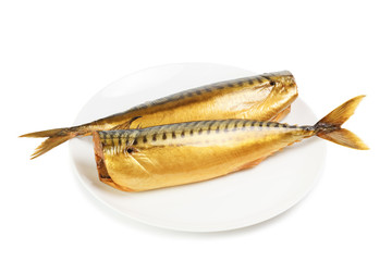 Hot smoked mackerel on plate