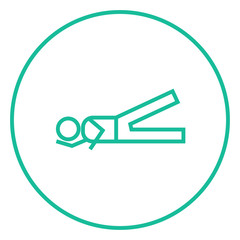 Man lying and lifting leg line icon.