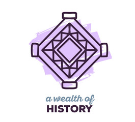 Vector illustration of ethnic tribal purple color amulet sigh wi - obrazy, fototapety, plakaty