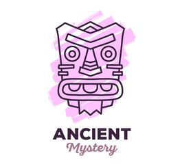 Vector illustration of ethnic tribal pink color mask with text o