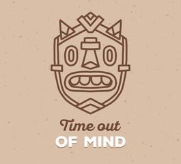 Obraz premium Vector illustration of ethnic tribal mask with white text on lig