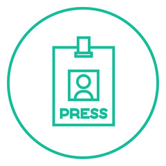 Press pass ID card line icon.